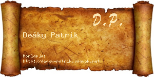 Deáky Patrik névjegykártya